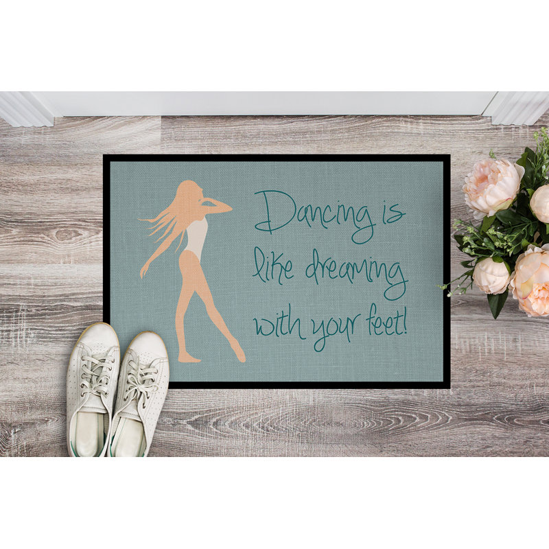 Tapis d'entrée antidérapant Dancing Is Like Dreaming, Beige, L 27 po x L 18 po 