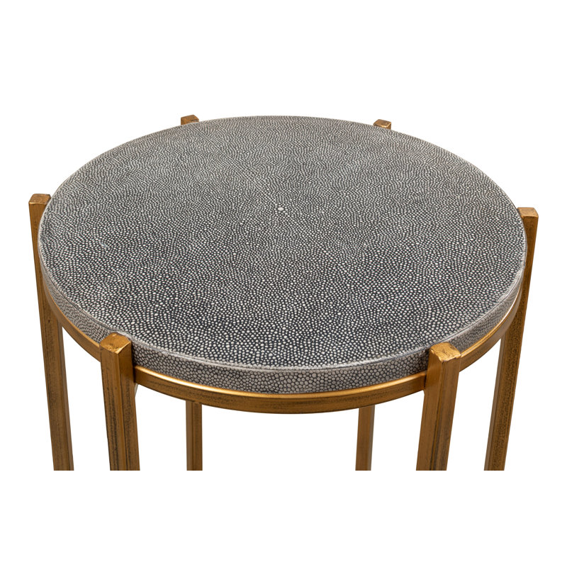 Spence Contemporary Black and Gold Round Wood & Metal Side Table