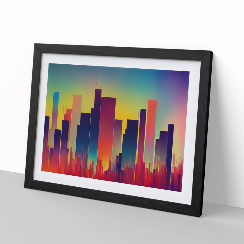 Snazzy Skyscraper Skyline Abstract - Framed Print, Black, 25cm H x 34cm W x 2cm D