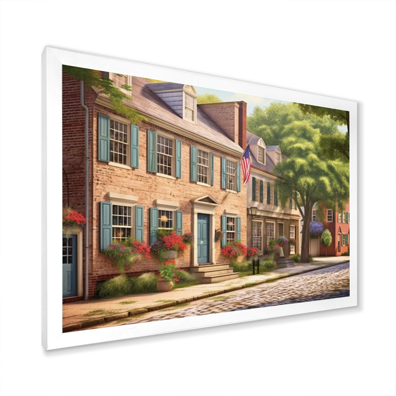 «Delaware 1950S Village I», reproduction d'art sur toile, H 24 po x l 32 po x P 1 po, Cadre photo blanc