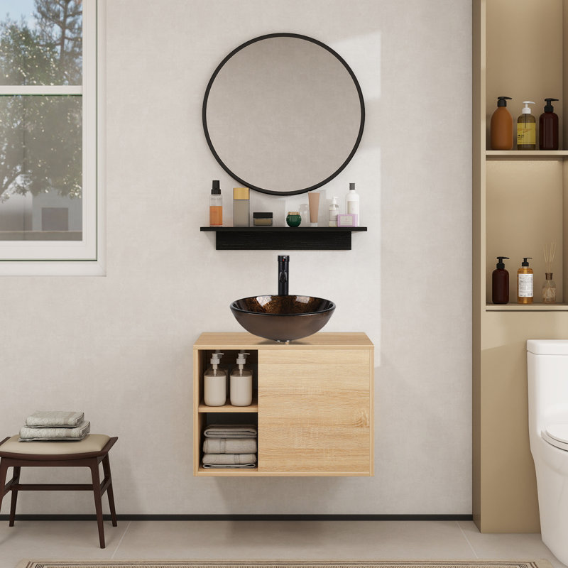 Zanuck 24'' Single Bathroom Vanity with Plastic Top, Fire Reda