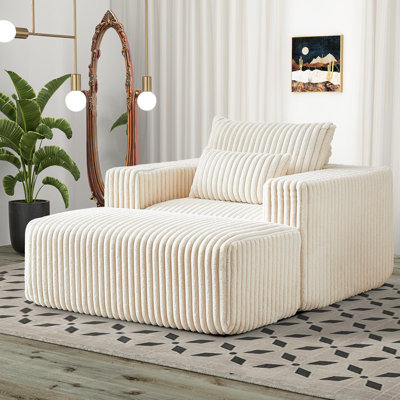 Chaise longue 55 po en velours côtelé avec repose-pieds d'intérieur
