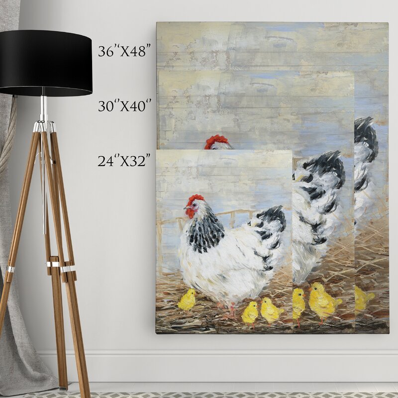 August Grove® Farmhouse Chicken On Canvas by Sally Swatland Print ...