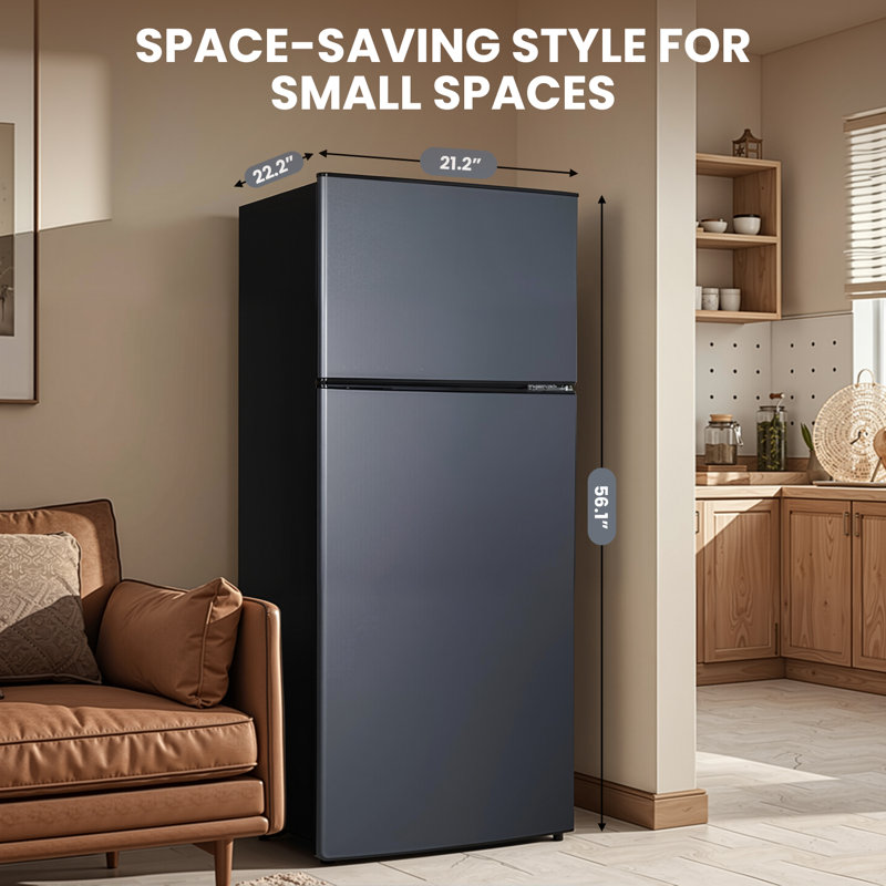 7.0 Cu.ft Top Freezer Refrigerator, Adjustable Glass Shelves, 7-Level Temp Control, Quiet Fridge For Apartment, Garage, Rv, Kitchen