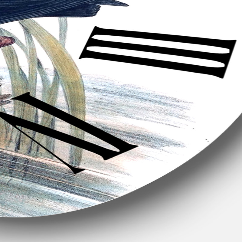 Vintage Bird Life II - Horloge murale traditionnelle, Surdimensionné