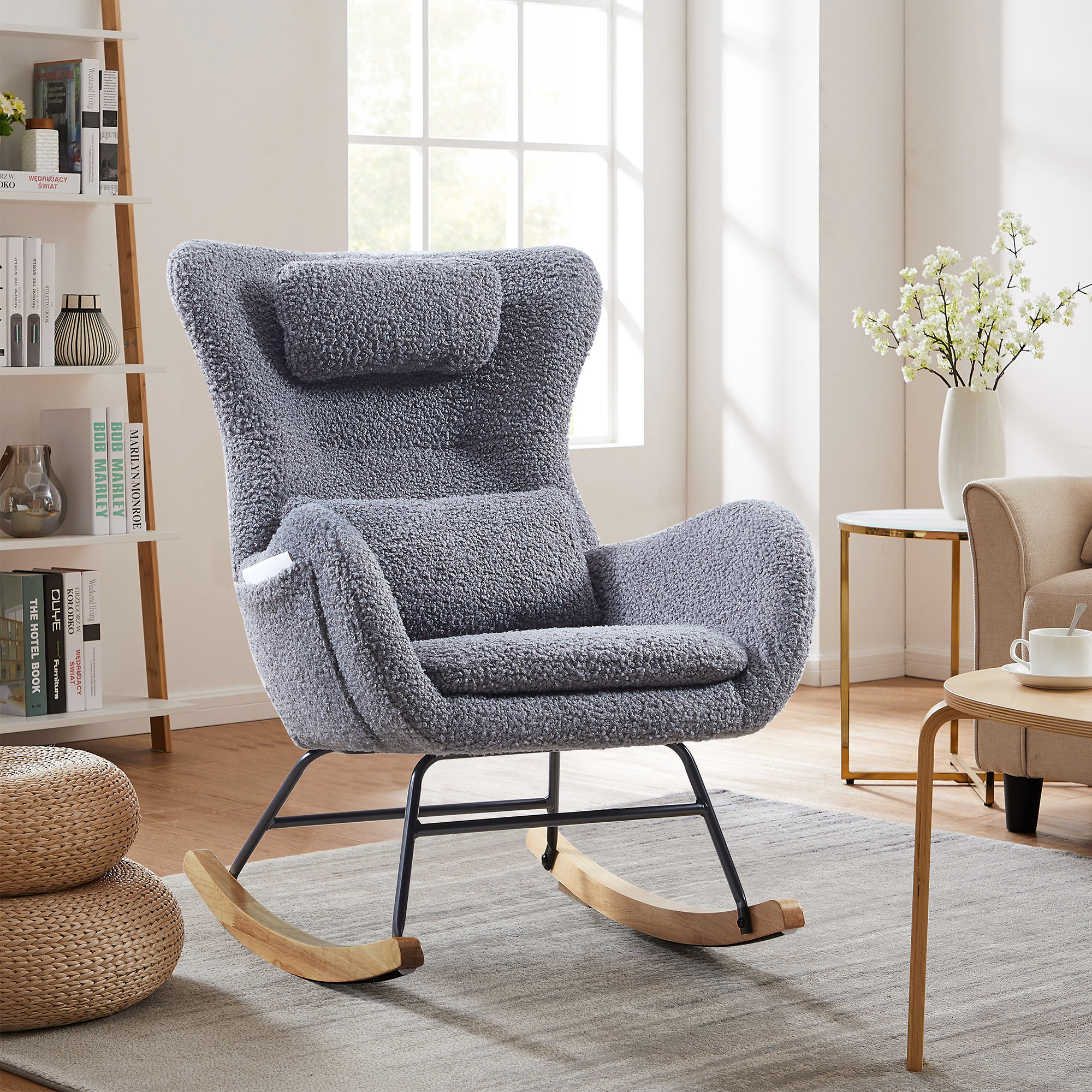 Rocking Chair Seat/Back Cushion Wayfair Basics Fabric Gray