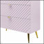 Commode rose Gaines à finition ultrabrillante avec tiroirs spacieux et design moderne à vagues pour un rangement élégant