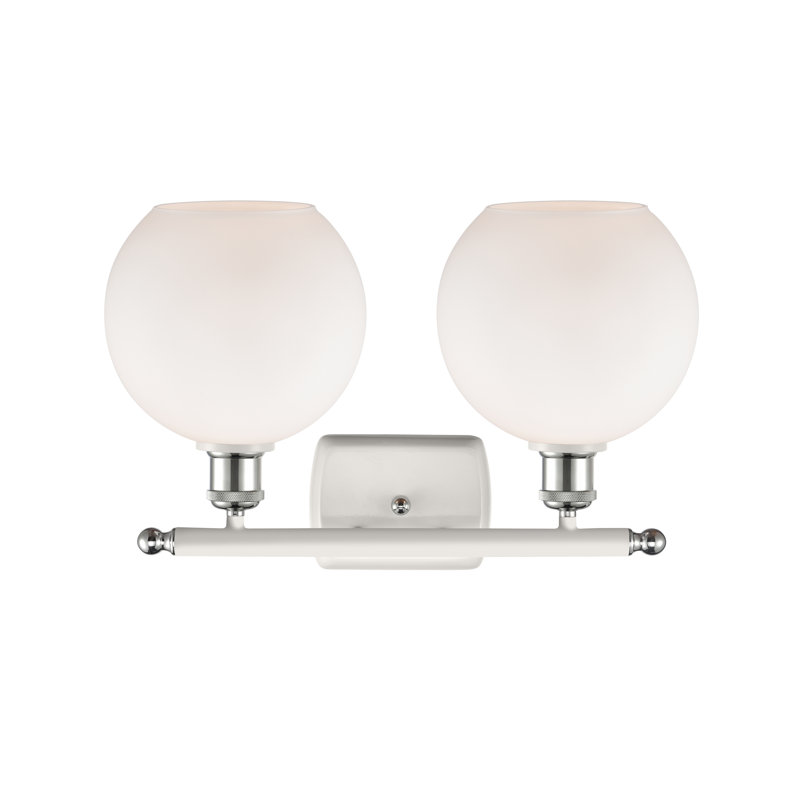 Éclairage pour meuble-lavabo à 2 lumières blanc / chrome poli Almatine, Blanc mat, Ampoule non incluse