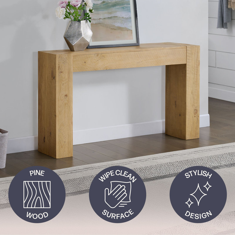  Stockyard 56" Solid Wood Console Table (Beige), Beige
