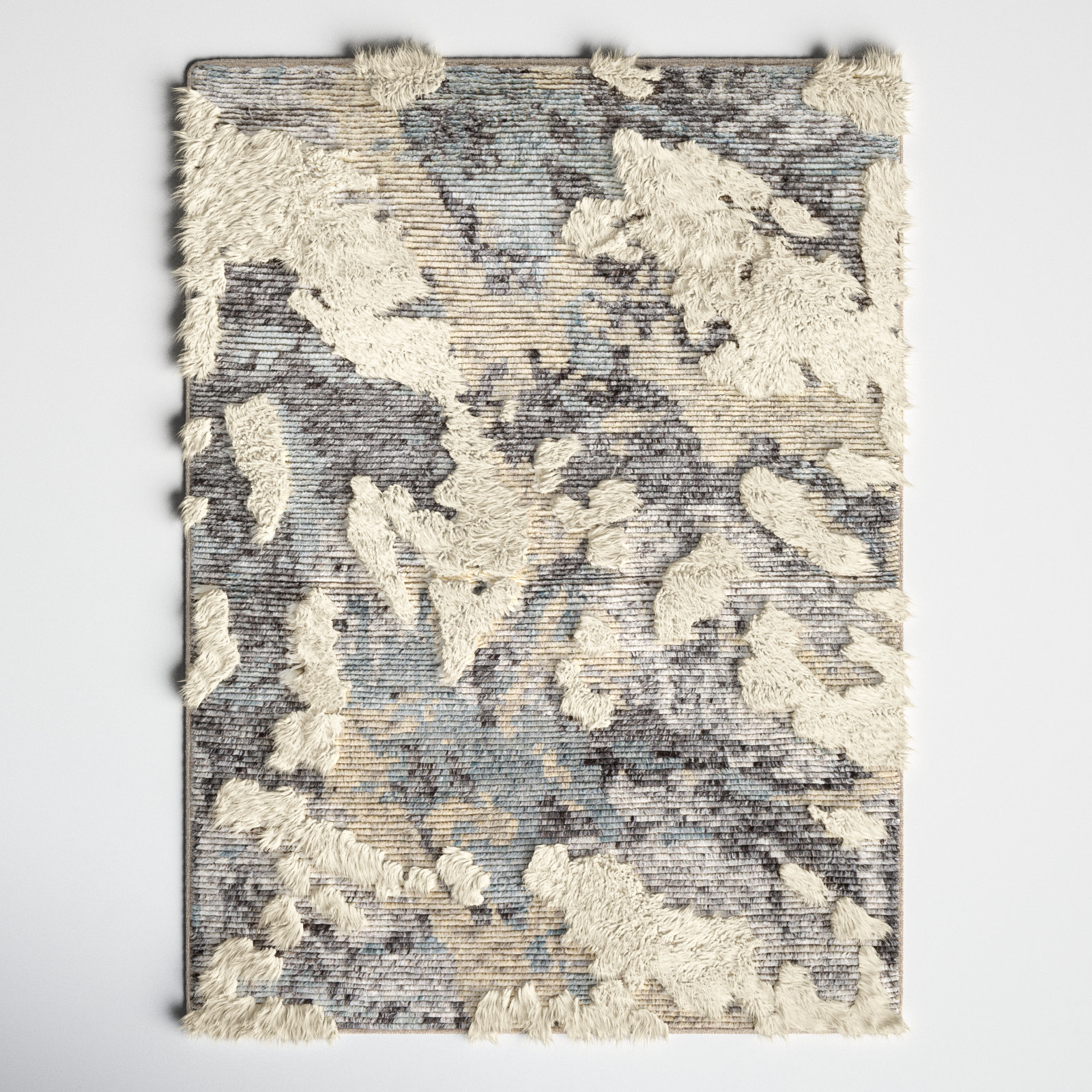 Arcus Cream Hand-Knotted Abstract Rug, Rectangle 8'10" x 12'