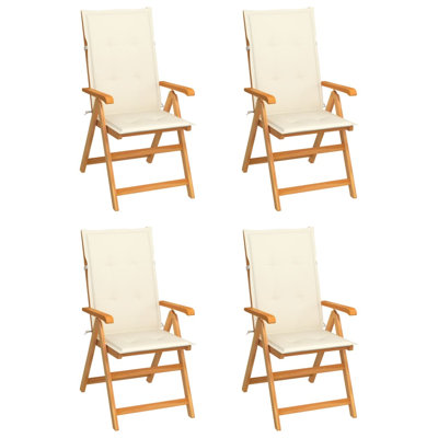 Ensemble de 4 chaises de jardin d'extérieur pliables en bois de teck