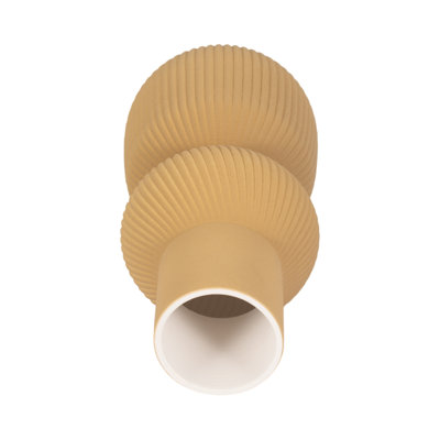 Sculptural Textured Ribbed Table Vase for Home Decor – Modern Tall Flower Vase Perfect for Console Table, Entryway, or Living Room Decor – Brown