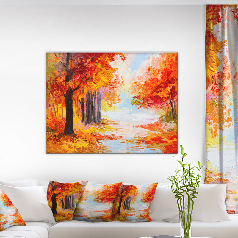 «Orange Forest in Autumn», reproduction d'art sur toile, H 12 po x l 20 po