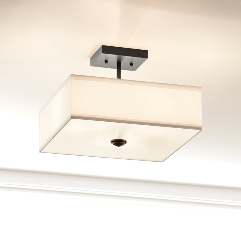 Holloway Semi Flush Mount, Brushed Nickel, 10" H  X 14" W x 14" D