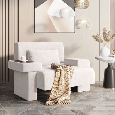 Fauteuil moderne surdimensionné avec coussin et coussin en bois robuste pour un salon confortable