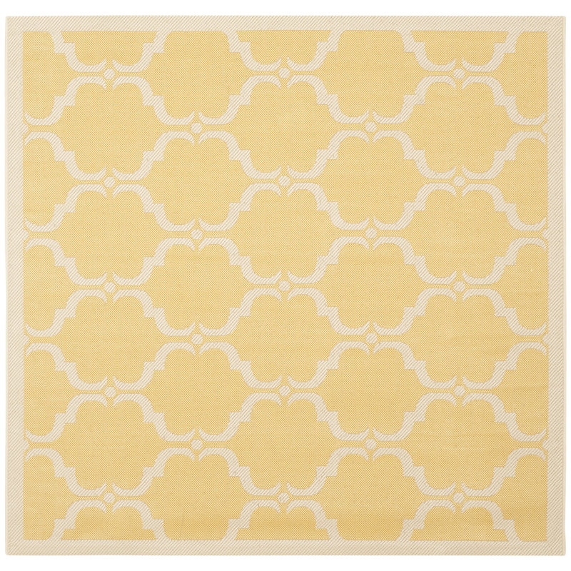 Arneshia Geometric Yellow/Beige Area Indoor/Outdoor Area Rug, Square 4'