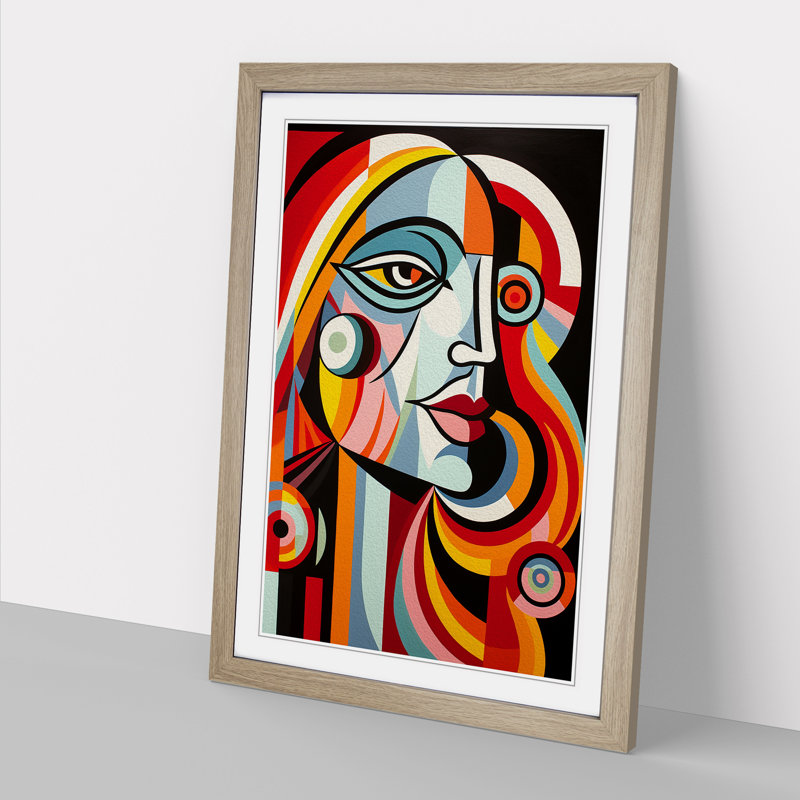 Pablo Picasso Op - Single Picture Frame Print on Wood, Oak Framed, 34cm H x 25cm W x 2" D