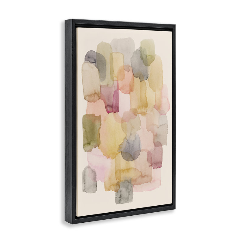 Toile flottante encadrée "Blobs" par Grace Popp, Cadre flottant noir de jais, H 31 po x l 21 po
