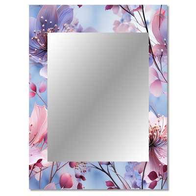 Whittingham Exquisite Purple Beauty Floral Pattern - Floral Wall Mirror, Floral Decorative Mirror, Printed Metal Art