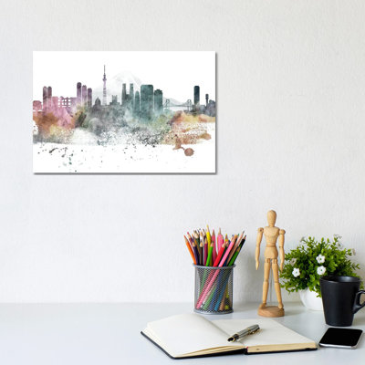 Tokyo Pastel Skylines - Wrapped Canvas Painting