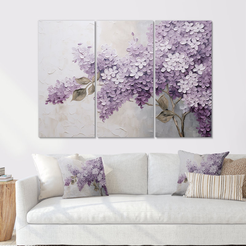 Ensemble d'art sur toile Trinidad - Lilas, Toile tendue, H 40 po x l 60 po x P 1 po