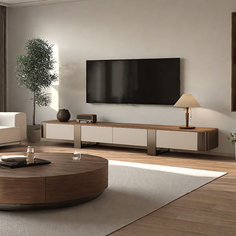 Meuble télé minimaliste à finition noyer, 94.48"
