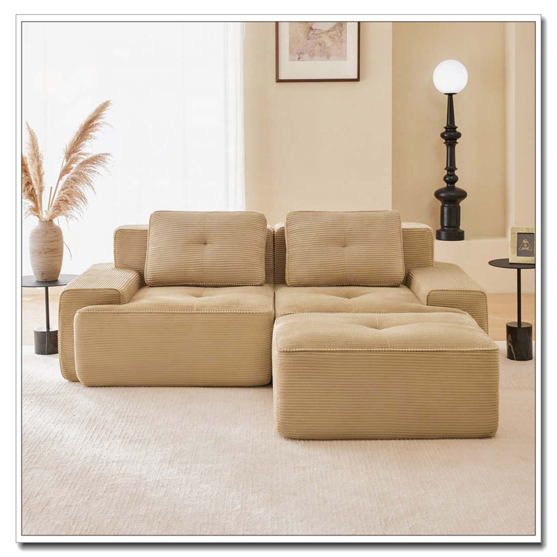 Canapé modulaire en tissu Corduroy, Chameau