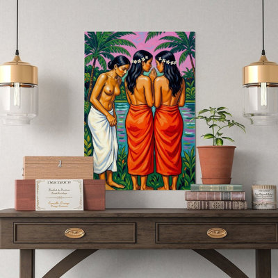 Canvas Wall Art Three Tahitian Women-1 Vintage Poster Print Home Decor