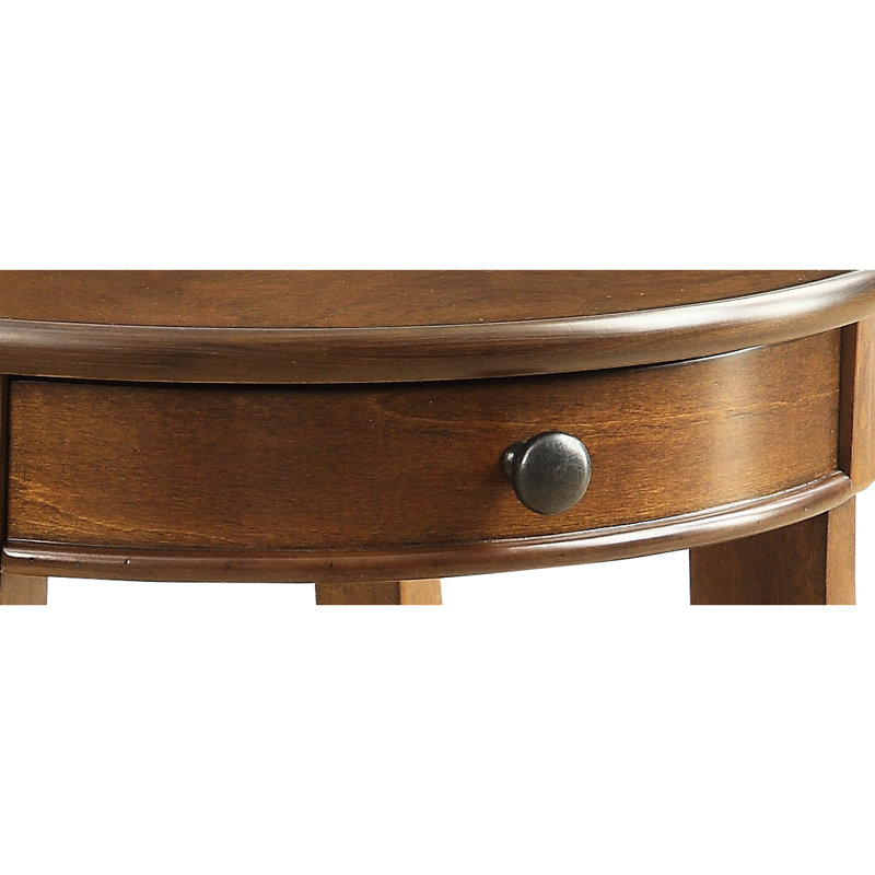 Table d'appoint à finition noyer avec rangement caché