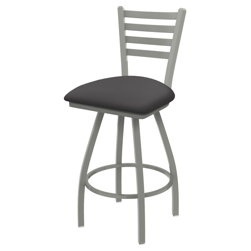 Tabouret de bar pivotant de 36" Evers, Nickel anodisé, Vinyle - tempête Canter, Extra Tall (36” Seat Height)
