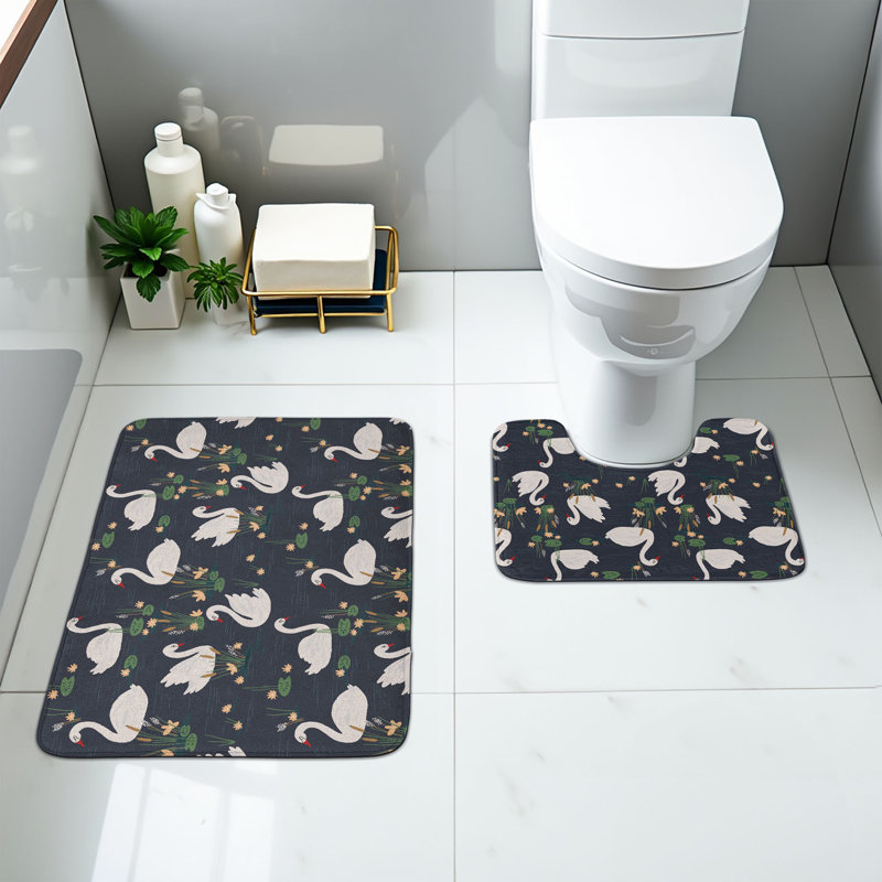  Multicolore ensemble de tapis de salle de bain Swan 2 pièces