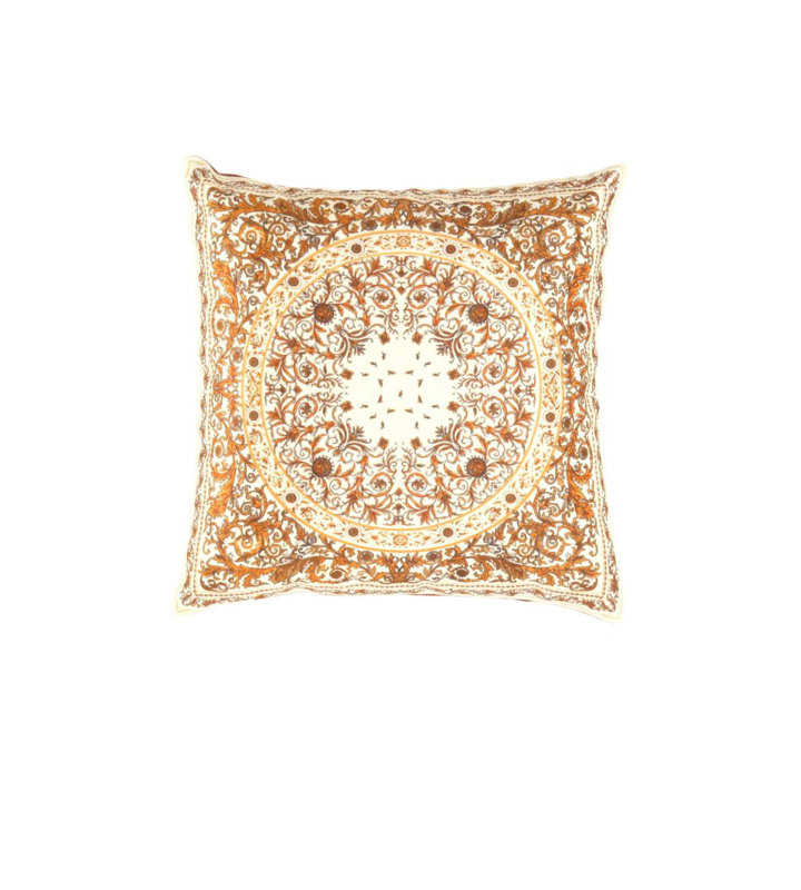 Square Pillow Cover & Insert, Square 16", Beige/Brown/Gold Oriental