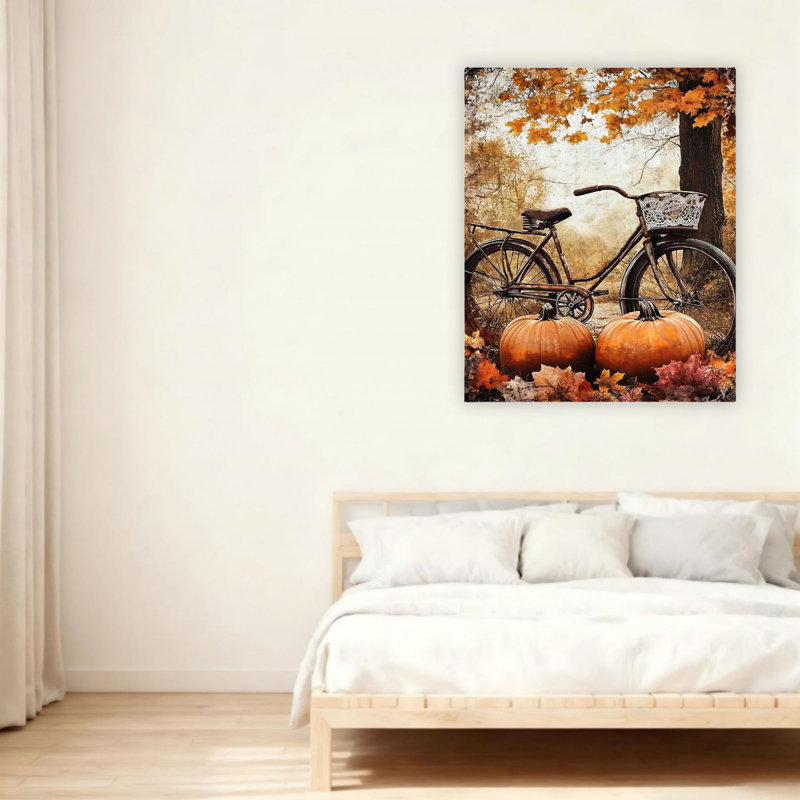 Chute de citrouille d'automne, art mural 24 po x 36 po