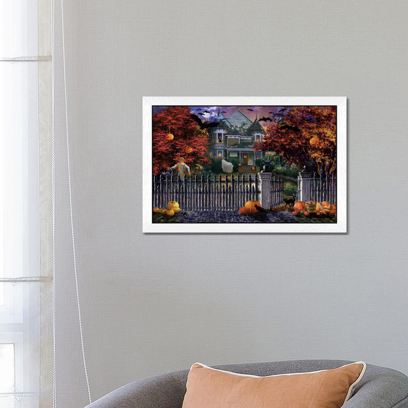 Halloween House by Nicky Boehme - Wrapped Canvas Print, 152.5 cm H x 101.5 cm W, White Floater Framed