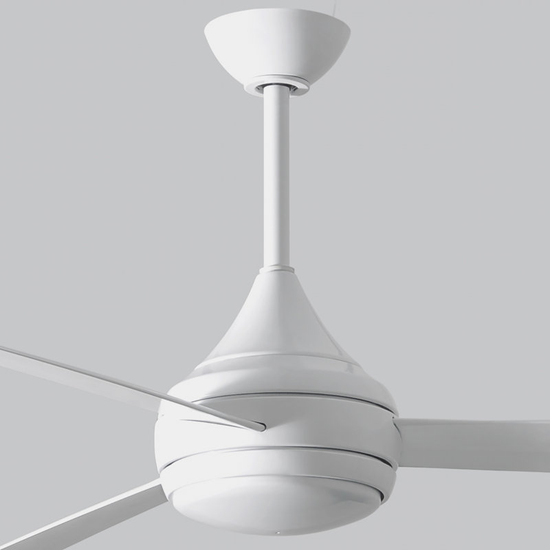 Donaire LED Outdoor Downrod Ceiling Fan, Gloss White, Gloss White