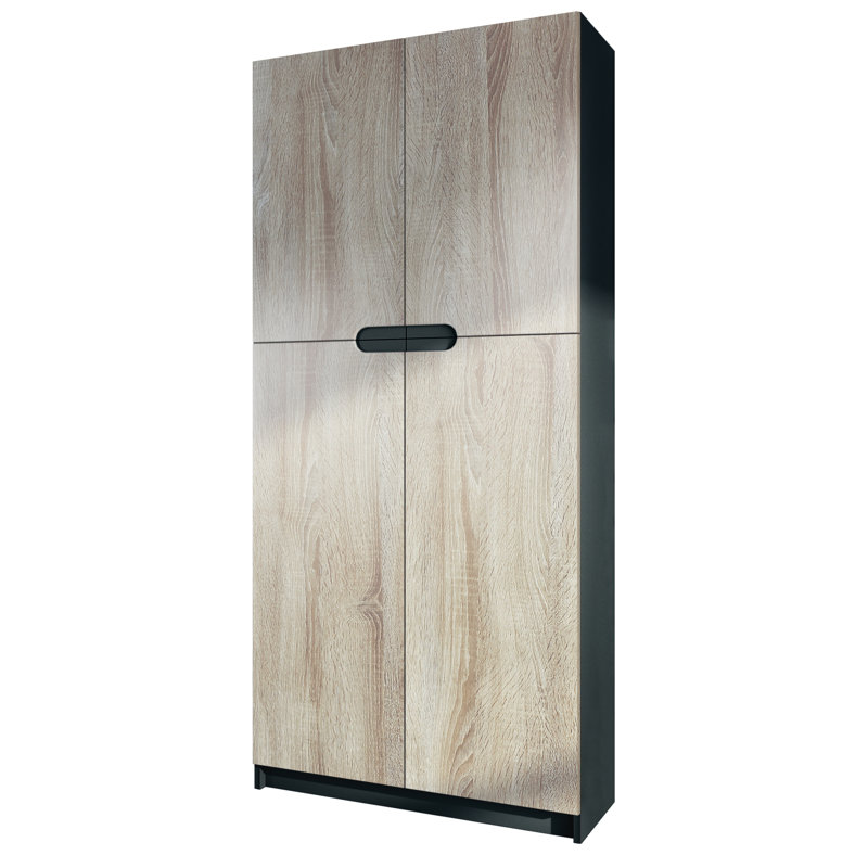 Mazeppa 4 -Door 4 -Shelf, Matt black/Light grey
