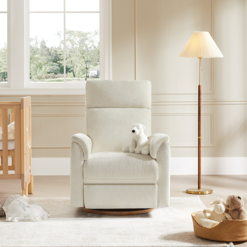 Fauteuil inclinable électrique pivotant en lin à deux moteurs avec appui-tête électrique et veilleuse, Beige