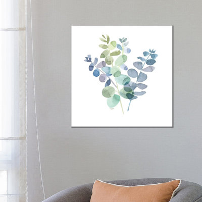 Natural Inspiration Blue Eucalyptus On White II by Tara Reed - Print on Canvas