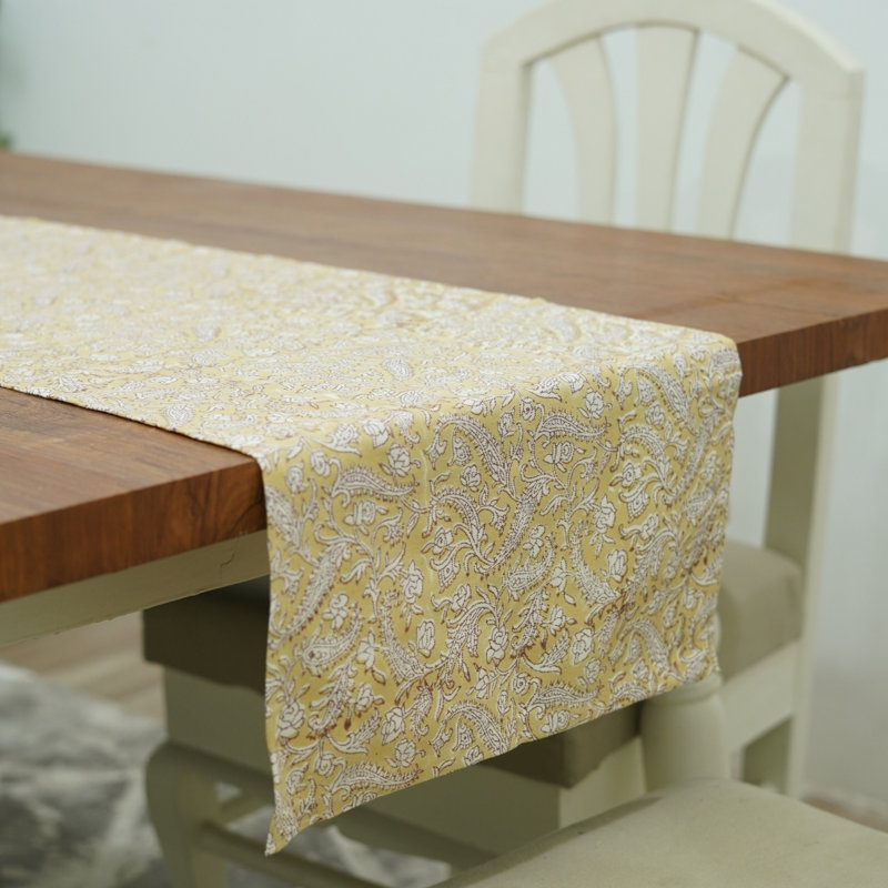 Red Barrel Studio® 16X106 Natural cotton runner, Bold pattern runner, Blackforest, Yellow, Red, 11" Rectangle