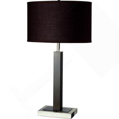 30" Tall Metal And Polyresin Table Lamp With Dark Espresso Finish, Fabric Shade