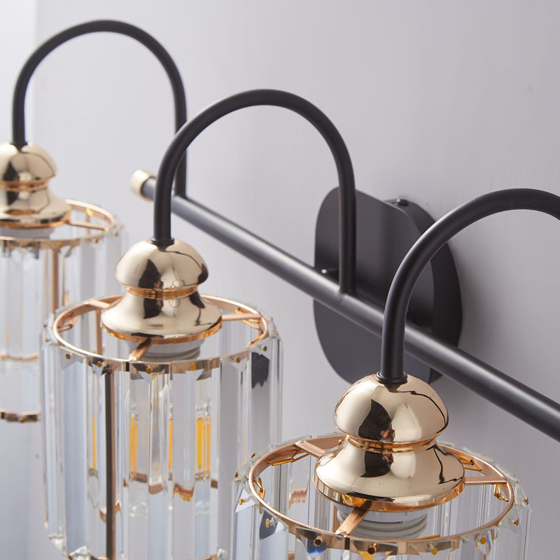 Éclairage pour salle de bain 3 lumières à intensité variable noir / or