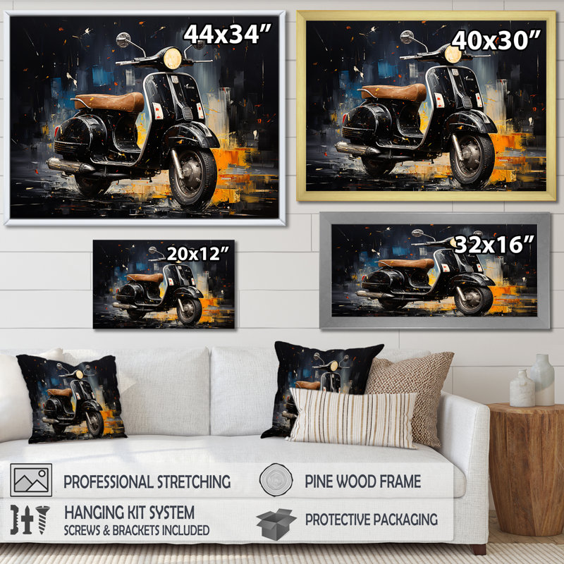 Scooter Adventures II sur impression sur toile, H 12 po x l 20 po x P 1 po, Toile tendue