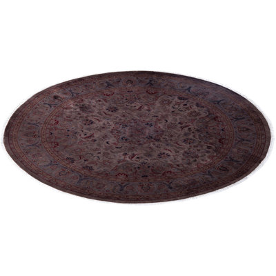Tapis brun en laine noué à la main Clouser 5 pi 8 po x 5 pi 8 po Clouser