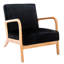 Fauteuil Mid-Century noir moderne avec cadre ouvert avec revêtement en velours, finition et douceur pour une chambre à coucher ou un salon confortable, conception d'appoint de 25,39 lb de poids, chambre à coucher rembourrée confortable, 29,63 po-1383071242