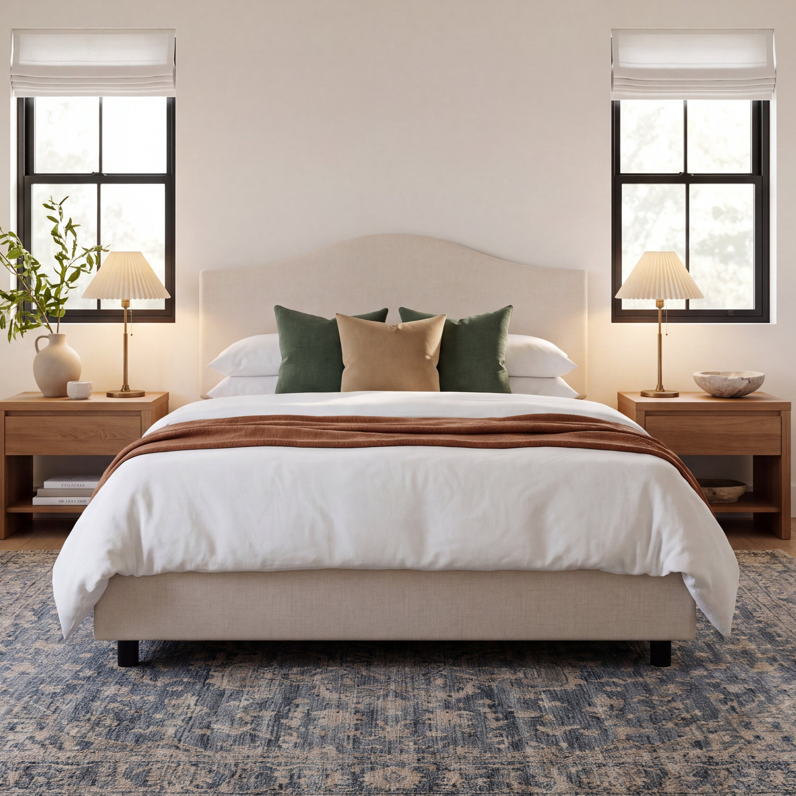 Morris Linen Upholstered Bed, King, Classic Talc Linen
