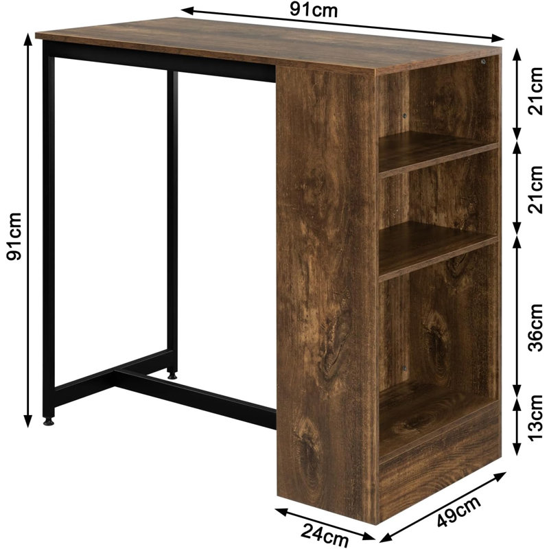 Wellkamp Metal Base Dining Table, Brown, Black 