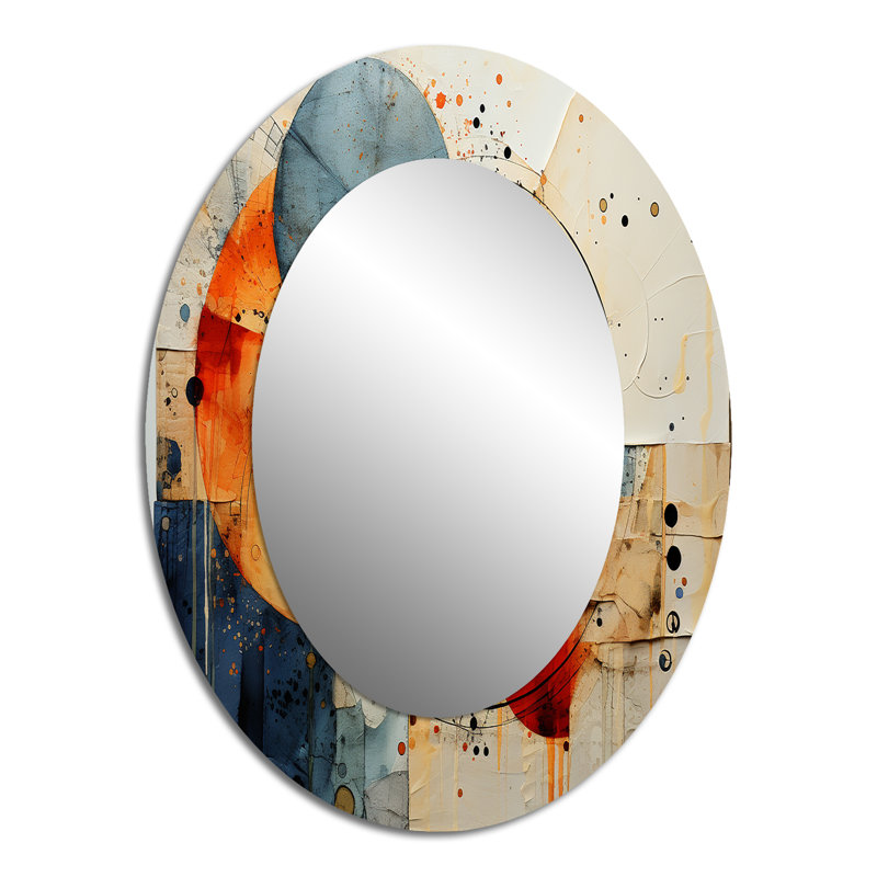 Mixed Media - Teal Modern Oval Wall Mirror, 40" x 30"