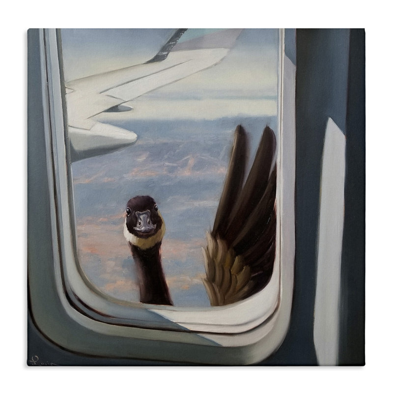 «Hello from a Goose Air plane Window», reproduction d'art graphique sur toile, L 36 po x H 36 po