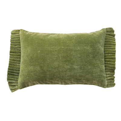 Velvet Ruffle-Edged Lumbar Pillow