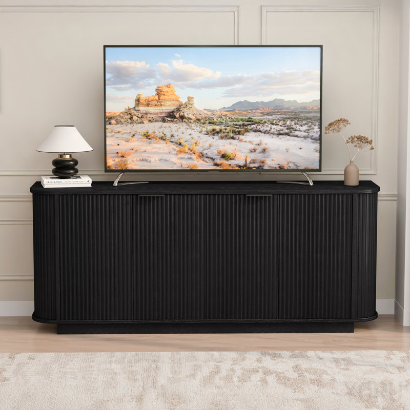 Buffet de rangement ondulé 63 ", 2 portes, tablettes réglables - Standard, Black